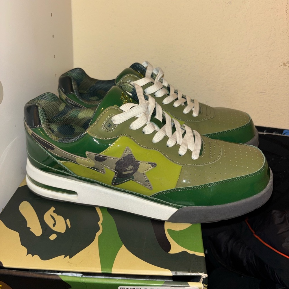 A Bathing Ape Bape Road Sta #1 Green Camo Size 12